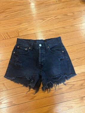 Aeropostale Black Distressed High-Rise Denim Shorts